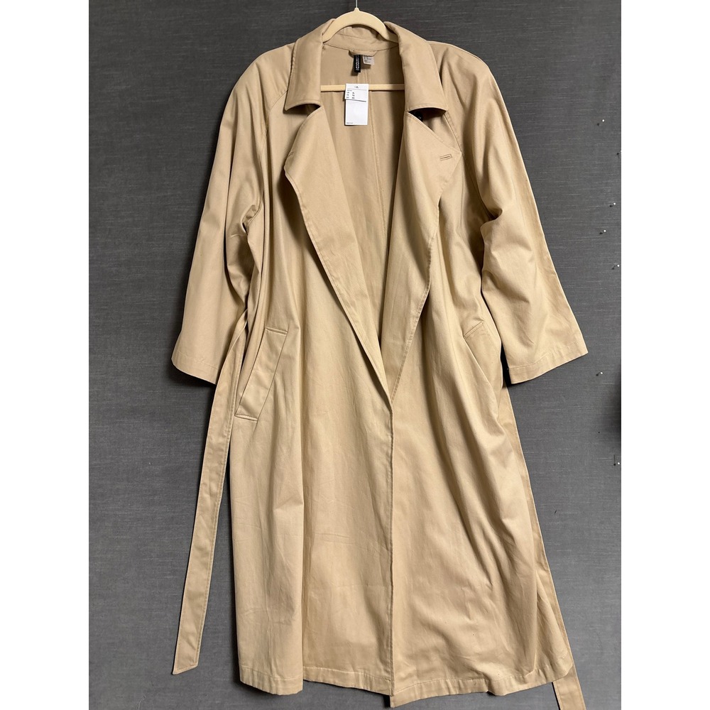 Divided H&M Trench Coat XL Beige Cotton Belted Classic Lightweight Fall Layering